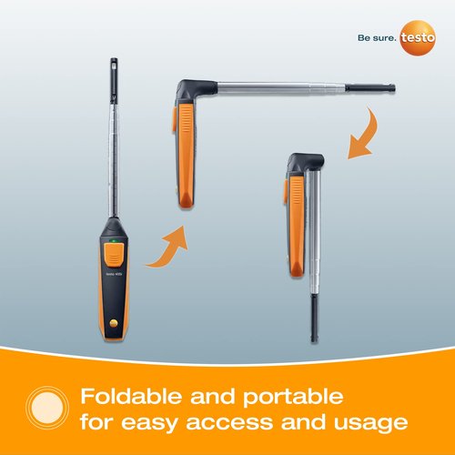 testo 405i – Anemometer handheld for air velocity, in-duct airflow, and temperature – CFM meter with Bluetooth and App operation