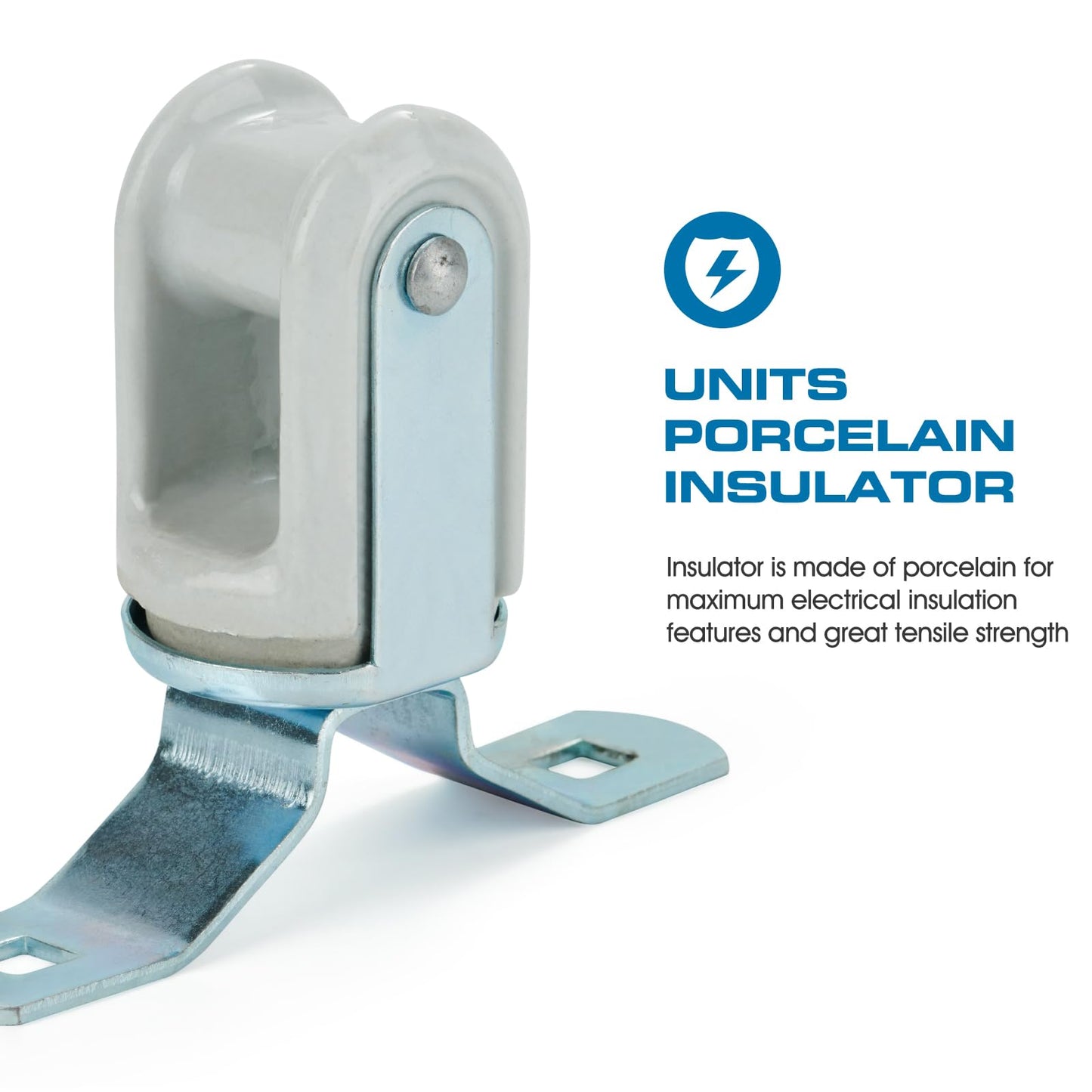 HIBUMFX Heavy Duty Wire Holder, Porcelain Insulator with Adjustable Bracket, 1-1/4" - 3" (1)