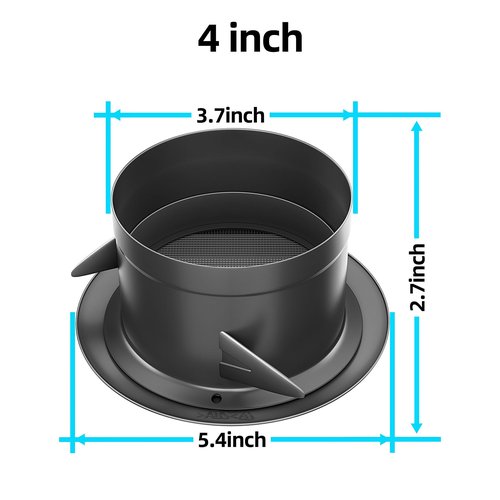 4 Inch Soffit Vent for Exhaust Fan with Built-in Mesh Screen, Black Round Soffit Exhaust Vent Cover ABS Louver Grille Cover, Eve Dryer Vent for Bathroom Office Kitchen (ABS Soffit Vent 4in-black)