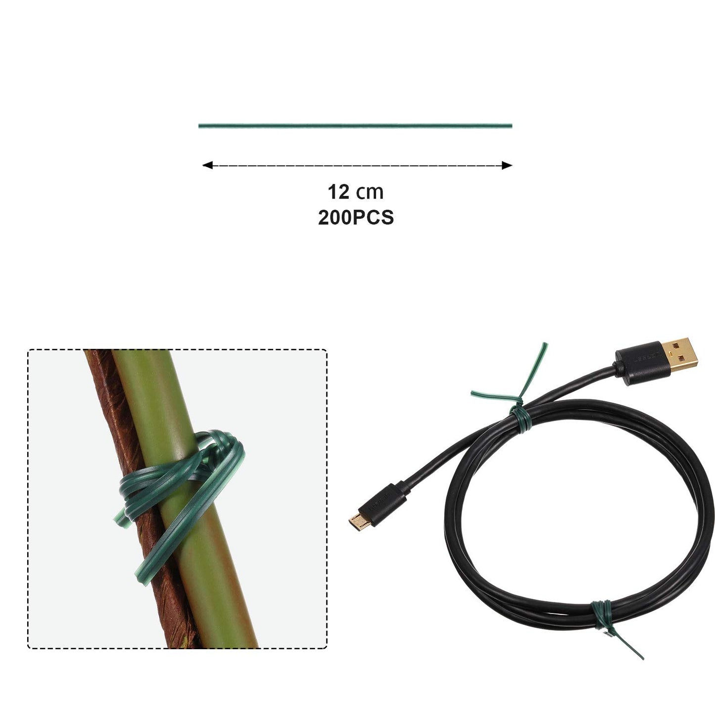 WILLBOND 200 Pcs Christmas Garden Plastic Twist Tie for Garland, 4.72'' Decorative Christmas Tree Twist Tie for Wreath Banister Reusable Plant Support, Wire Cords Garden Plastic Gifts Bags