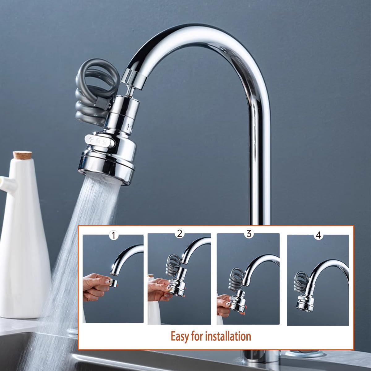 Sink Sprayer Attachment for Faucet, Kitchen Sink Sprayer, Removable Faucet Extender Aerator with Stretchable Hose, Faucet Sprayer Attachment, Kitchen Water Saving Sink Sprayer, 3 Water Outlet Modes