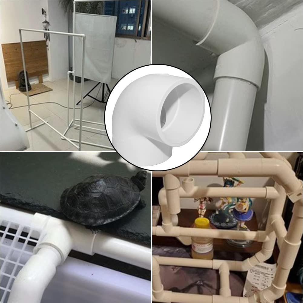 Fitvell 5PCS 1-1/2" 90 Degree Elbow PVC Pipe Fitting Adapter Coupling Connector Schedule 40 Slip (Socket x Socket) White Color