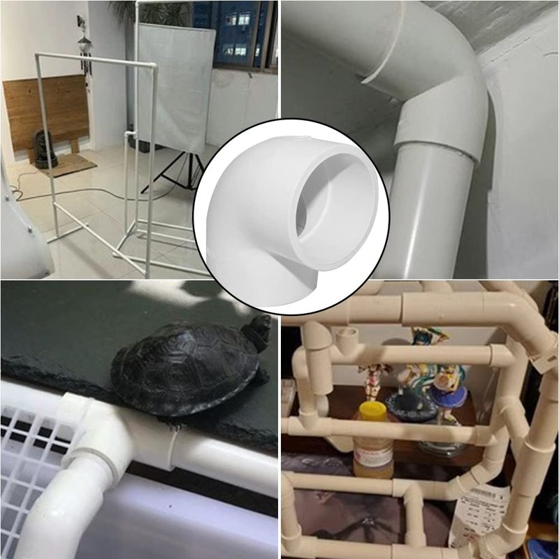 Fitvell 5PCS 1-1/2" 90 Degree Elbow PVC Pipe Fitting Adapter Coupling Connector Schedule 40 Slip (Socket x Socket) White Color