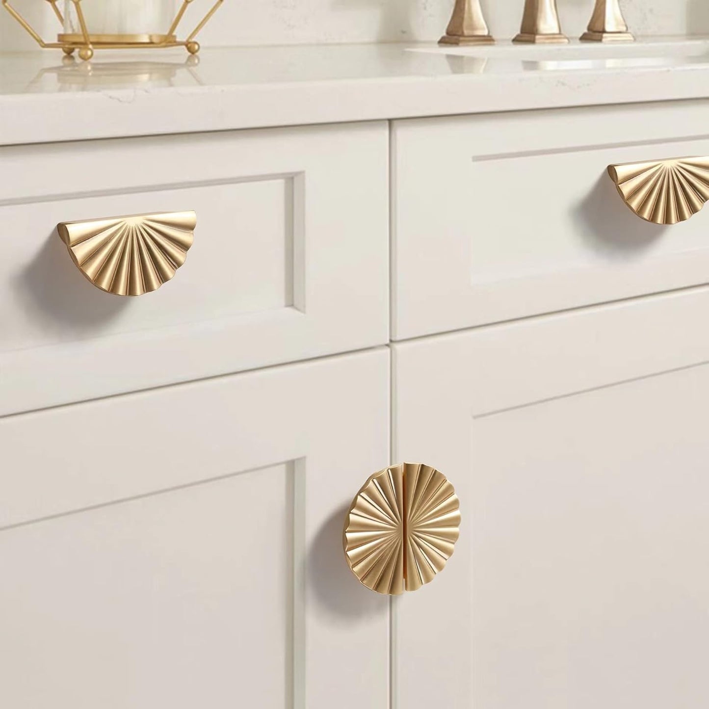 6 Pack Gold Kitchen Cabinet knobs and Pulls - Brushed Gold Zinc Cupboard Drawer Handles for Dresser Drawers