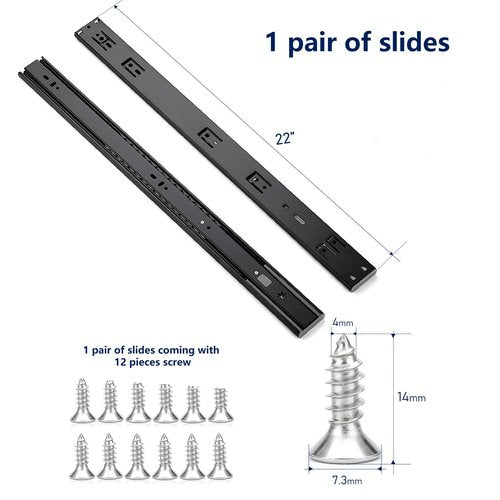 Ravinte 22 Inch Soft Close Drawer Slides 10 Pairs 20 Pack Black Full Extension Ball Bearing Drawer Glide Side Mount