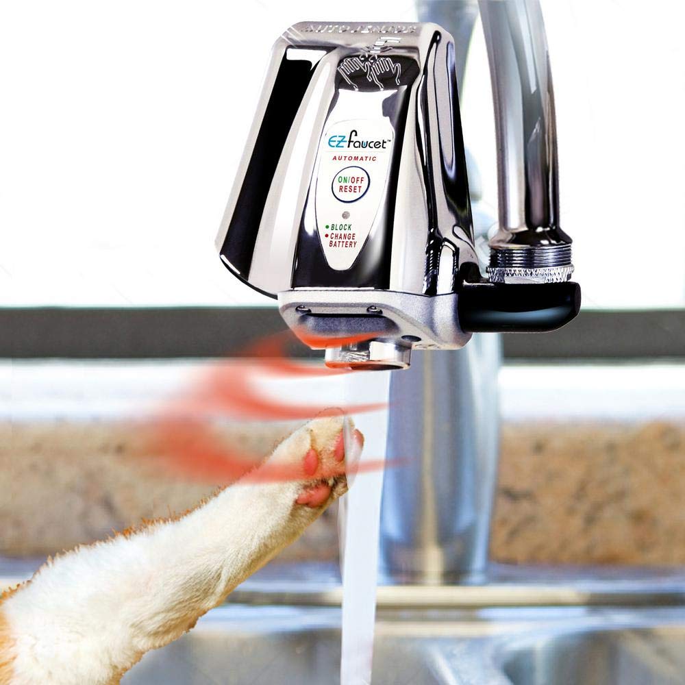iTouchless EZ Faucet PRO Automatic Sensor Faucet Adapter for Bathroom, Kitchen Sink, also use as Cat Fountain and Pet Water Dispenser