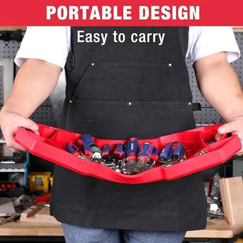 WORKPRO 5-Piece Non-Slip Tool Tray Set, 3-Piece Silicone Flexible Tools Organizers and 2-Piece Magnetic Parts Tool Tray, Tool Mat, Tool Holder, Tool Storage (Only Parts Tray Magnetic)