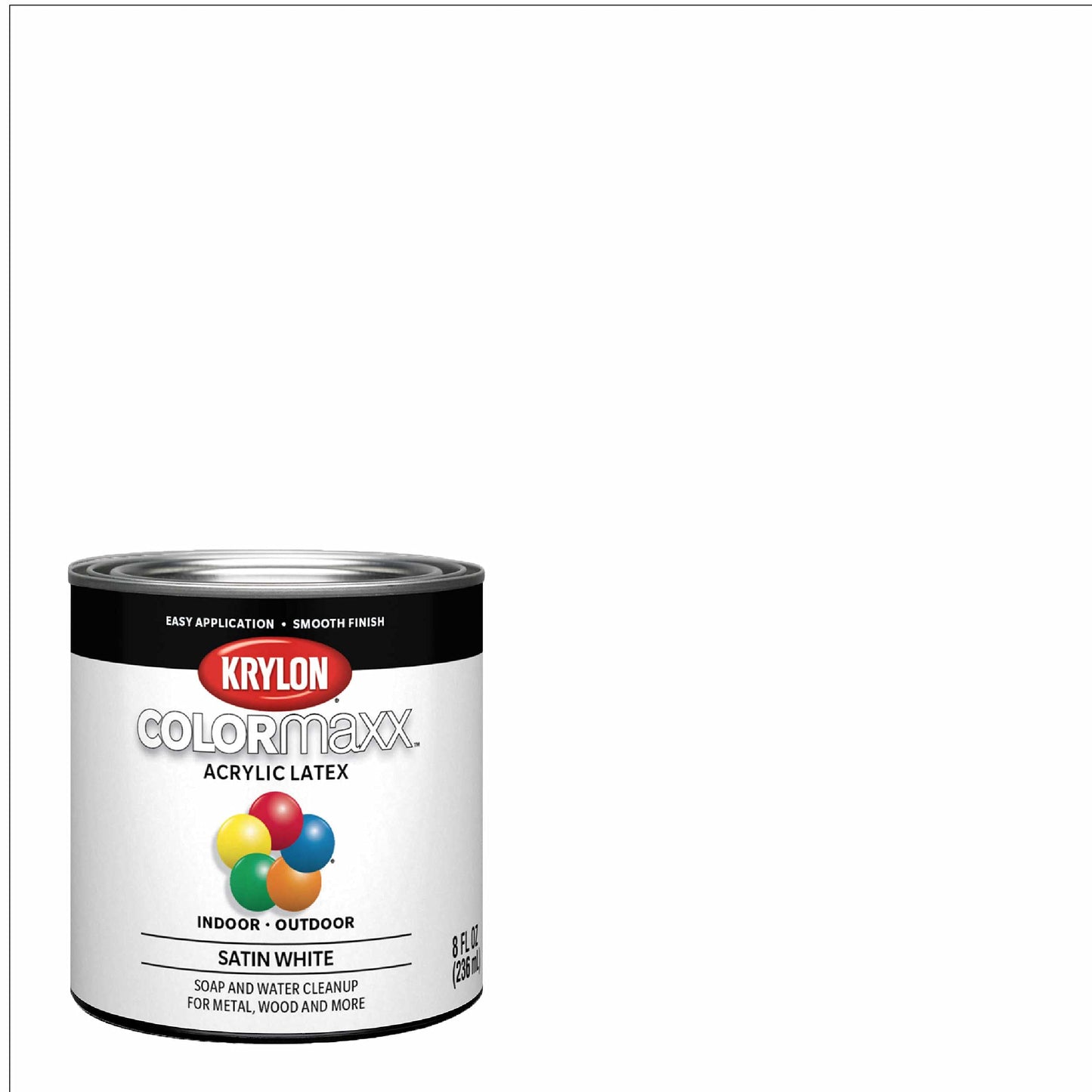Krylon K05615007 COLORmaxx Acrylic Latex Brush On Paint for Indoor/Outdoor Use, ½ Pint, Satin White