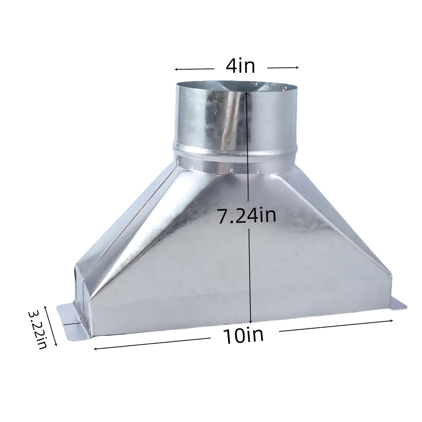 3 1/4-Inch x 10-Inch to 4-Inch Diameter Galvanized Rectangular to Round Duct Transition Microwave Vent Kit Round Transition Vent Adapter for Connecting HVAC Range Hood Ducting Fittings