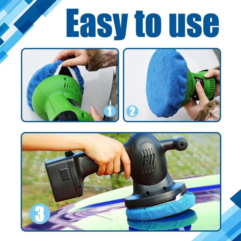 PACLVIO 12PCS Car Buffing Pads, 5-6 Inch Microfiber Polishing Pads, Car Wax Cover Kit for Car Waxing, Fine Polishing and Cleaning