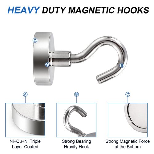 LOVIMAG Strong Magnetic Hooks, 30lbs Magnetic Hooks for Cruise Cabins, Magnet Hooks for Cruise Ship Essentials, Rare Earth Magnets with Hooks for Refrigerator,Hanging,Classroom,Kitchen,Ceiling-25 Pack