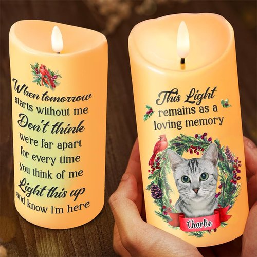 Joy Crafters Custom Photo Unconditional Love Has A Furry Face, Pet Personalized LED Memorial Candles, Dog Memorial Gifts for Loss of Dog, Christmas Birthday Gift for Pet Lovers, Cat Sympathy Gift