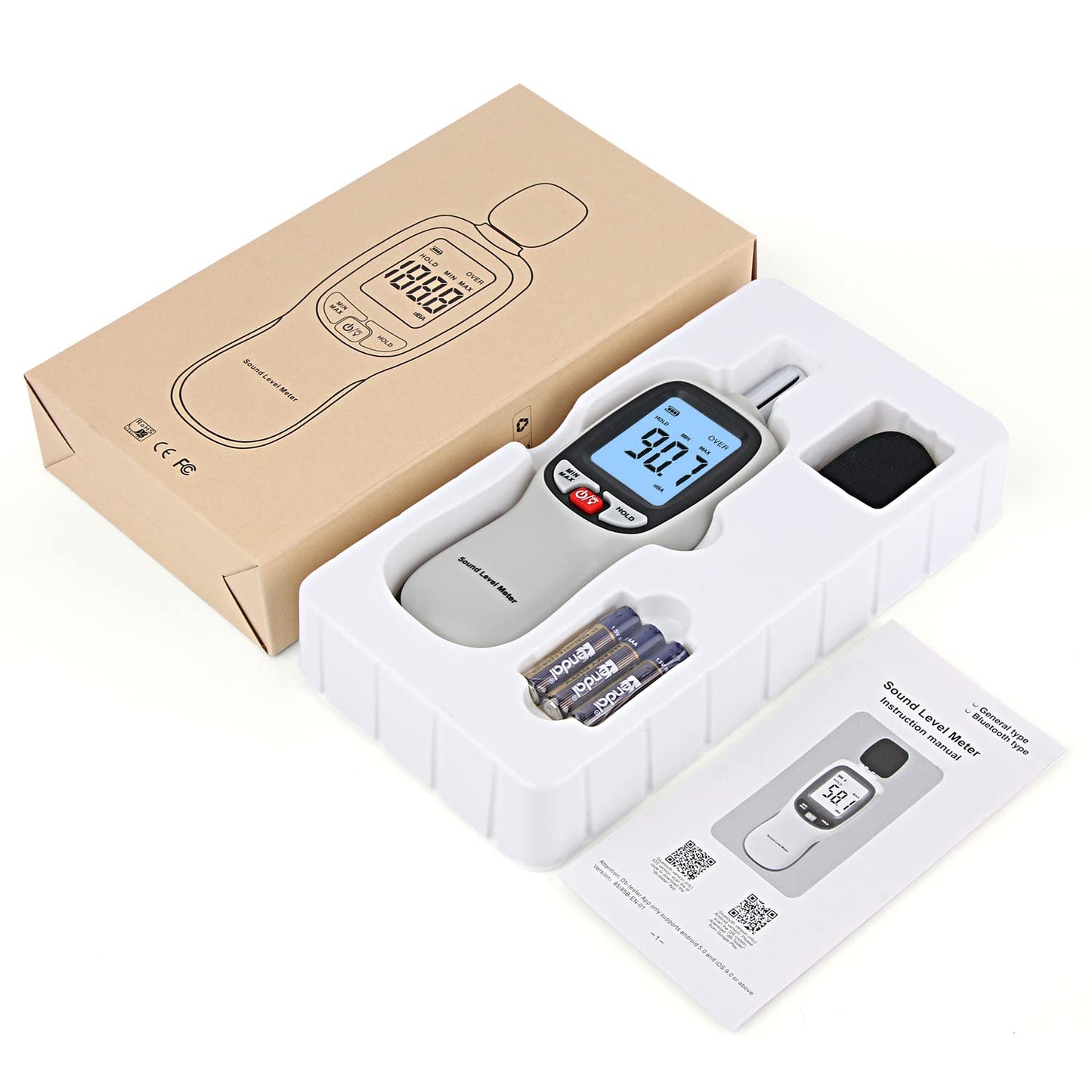 Decibel Meter, Portable SPL Meter (Sound Pressure Level Meter), Digital Noise Meter, Range 30-130dB(A) db Meter, Noise Volume Measuring Instrument, Sound Monitoring Tester (Battery Included) Yellow