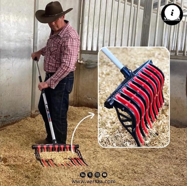 Wave Fork by VERSZA Farm & Ranch| Manure Fork Replacement Head| Durable TINES That Don't Break ! (Color RED Black)