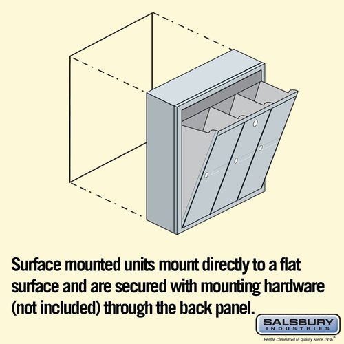 Salsbury Industries 3503ASU Surface Mounted Vertical Mailbox with 3 Doors and USPS Access, Aluminum