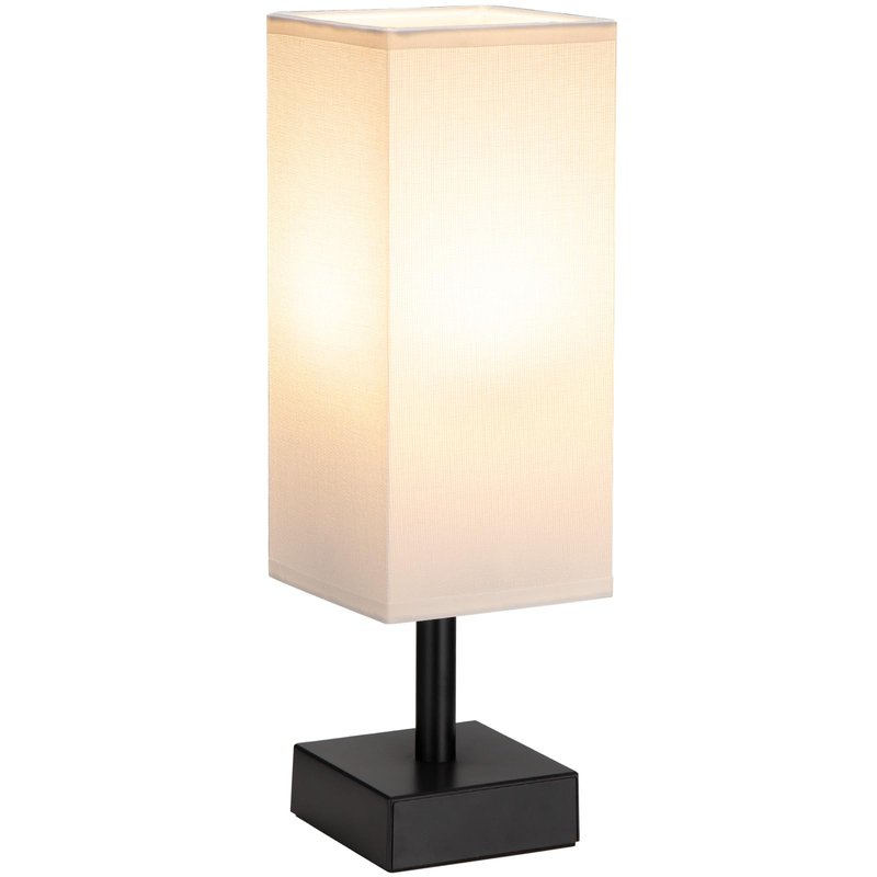 Percantis Bedside Lamp for Bedroom with White Shade, Small Lamp for Living Room,End Table, Button Switch(Bulb not Included)