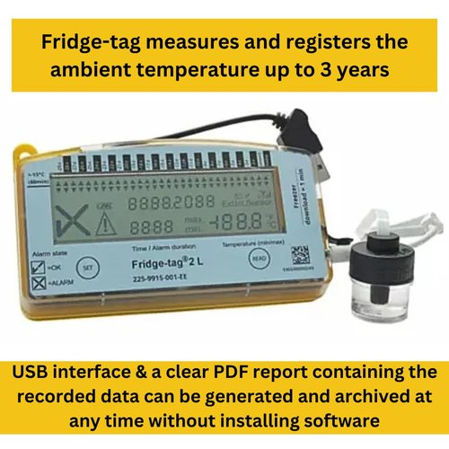 Fridge-tag 2 L (Freezer Version), Temperature Data Logger, Monitor with Sensor and Alarm