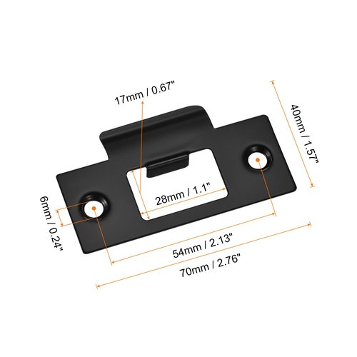 uxcell T Door Strike Plate, 4Pcs 70mm x 40mm 201 Stainless Steel Latch Deadbolt Strike Plate for Door Frame Door Jamb, Black