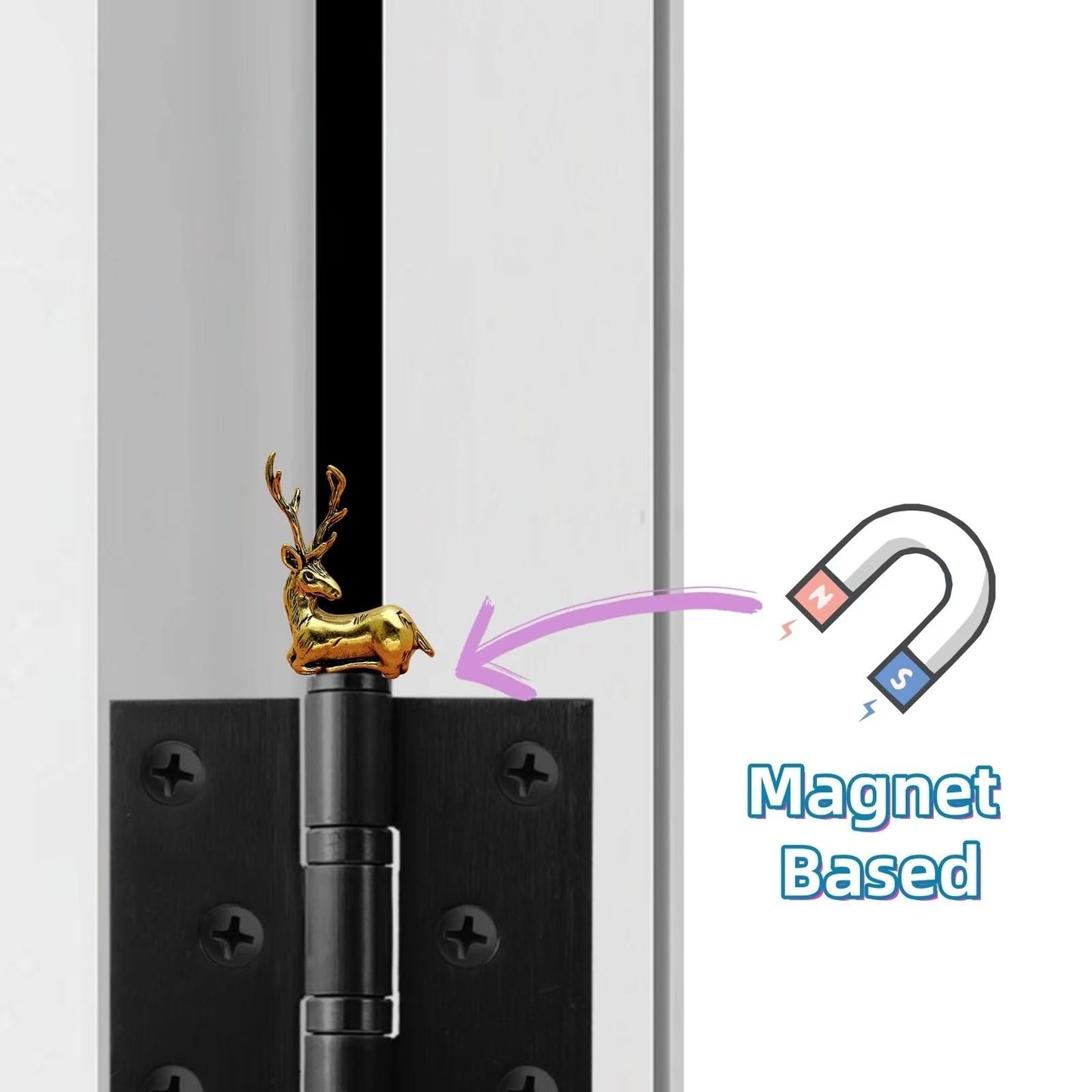 Brass Spotted Deer Door Hinge Heads Decorative Topper Metal Animal Ornaments Cute Magnetic Hinge Heads Figurines