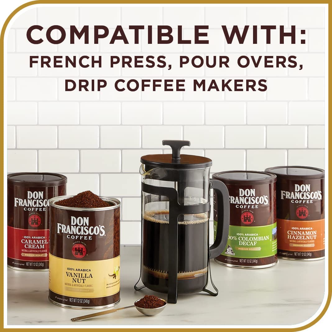 Don Francisco's Hawaiian Hazelnut Ground Flavored Coffee: Rich, Aromatic 100% Arabica Beans - (12 oz Recyclable Can)