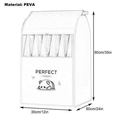 WANGRUIERHA Hanging Garment Bags for Closet Storage, Clothing Rack Cover, Visible Window, Double Zipper, can Hold 10-20 Pieces of Clothing(30x60x90cm/12x24x35in)