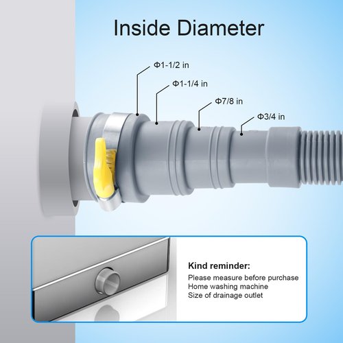 Elyfree Washing Machine Drain Hose, 3.2 ft Flexible Washer Drain Hose Extension, Universal Dishwasher Hose Extension Kits Corrugated Washer Hoses W/ 1 Hose 4 Clamps 1 U-Bend Holder