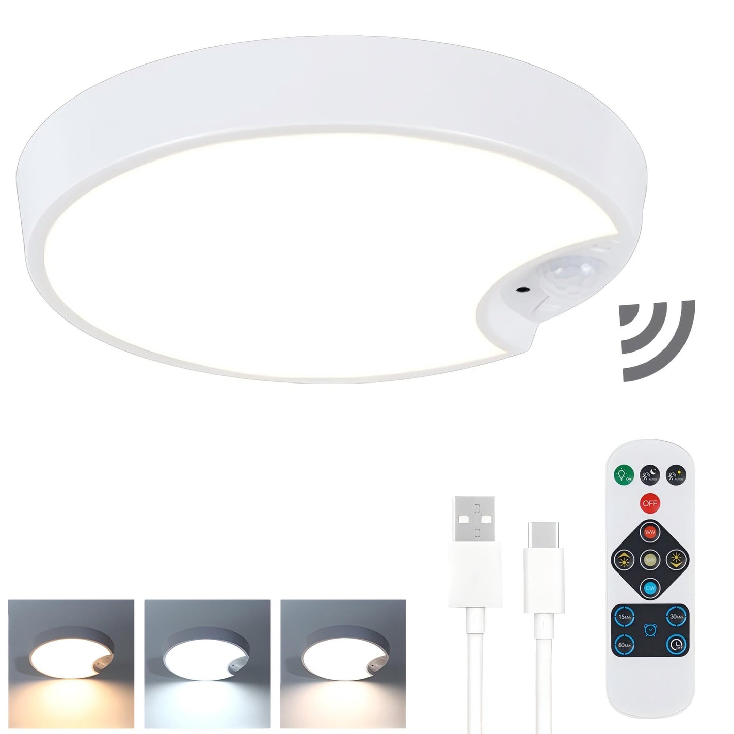 DJBoomy Motion Sensor Ceiling Light Indoor: Rechargeable Wireless Closet Light with Remote for Pantry Hallway Stair Laundry Room