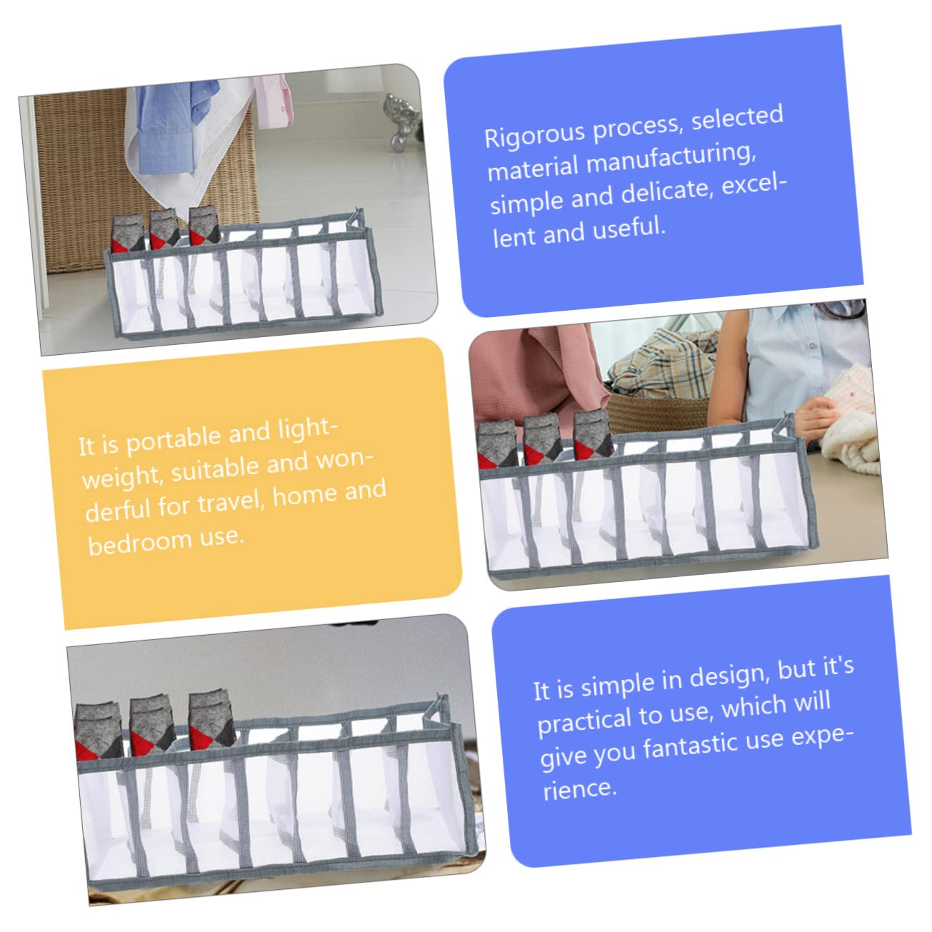 Cabilock Mesh Clothes Drawer Organizer Multi Jeans Compartment Storage for Closet Capacity Practical Design for Clothing Socks and Sundries and Space Saving