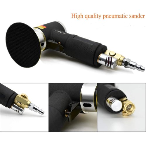 2 3-inch Mini Orbital Sander da sander Air Dual Action Sander Air Polisher Super Smooth and Swirl Freely for Auto Body Work (BLACK)