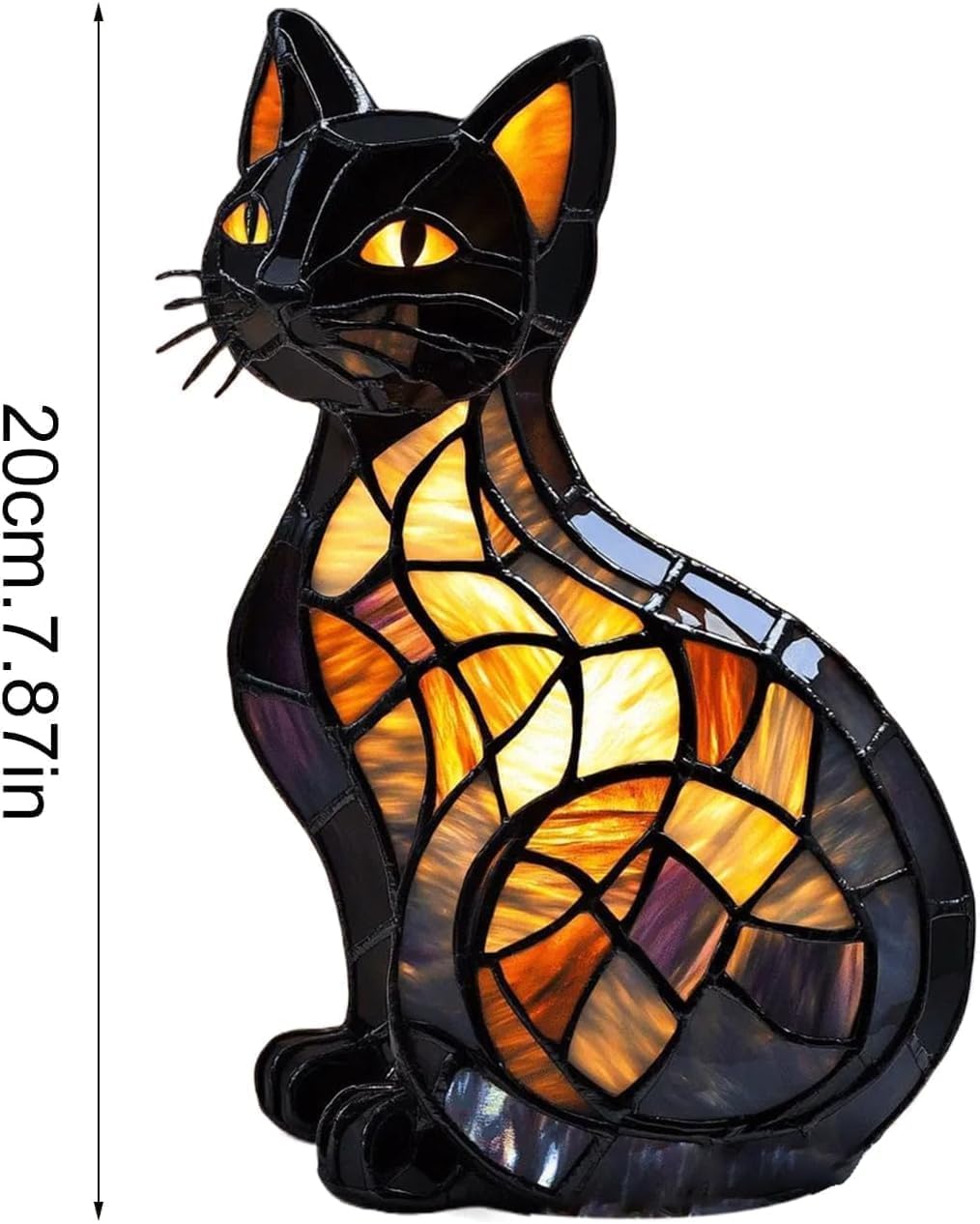 Heykomi Solymall Glowkitty Lamp, Cat Lamp Stained Glass, Sherum Glow Kitty Lamps, Retro Resin Cat Stained Glass Lamps, for Home Office, Decorate, Gift for Lovers (14)