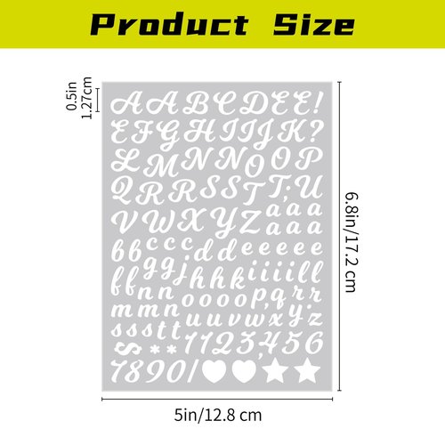 3040Pcs 20 Sheets Small Letter Number Stickers, 0.5inch Colorful Self-Adhesive Vinyl Waterproof Mailbox Number Stickers,Windows, Doors, Signs, Scrapbook (White (Writing Style))