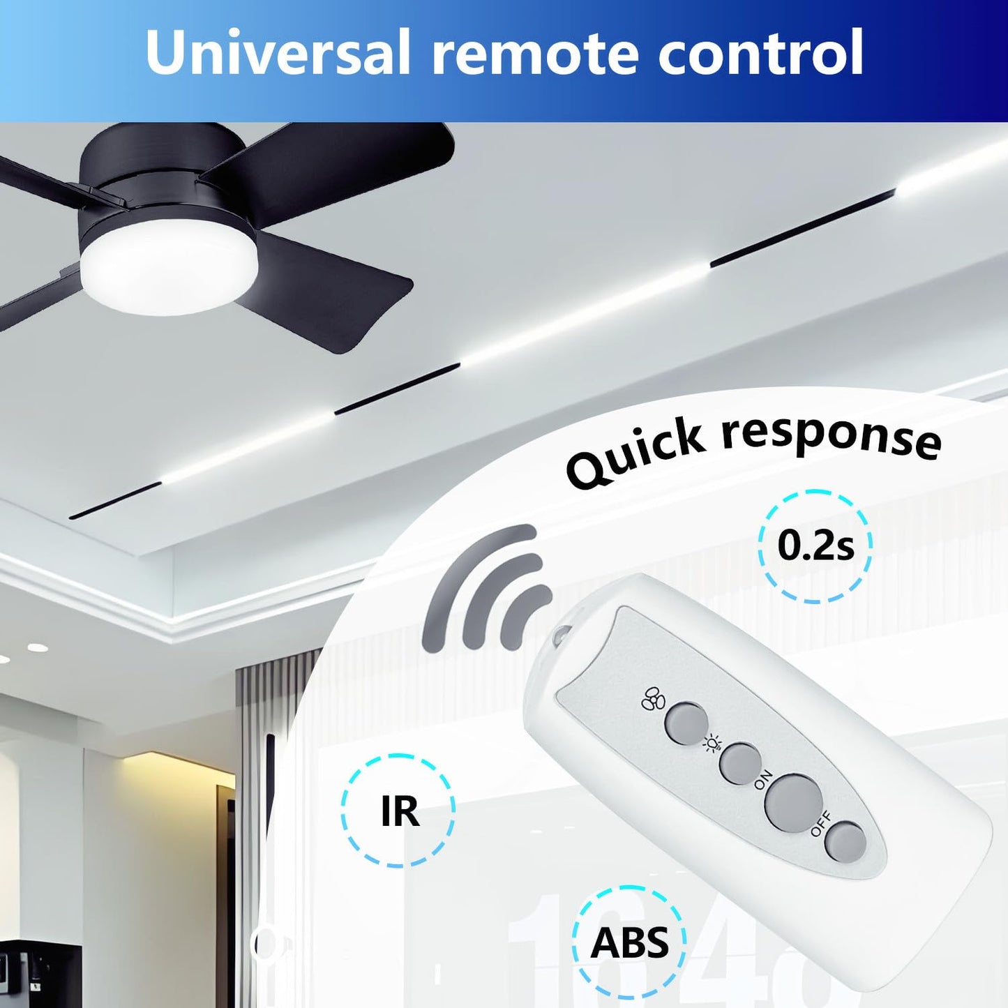 AOERUOW Replacement Remote Control Compatible with Bell+Howell Socket Ceiling Fan Light