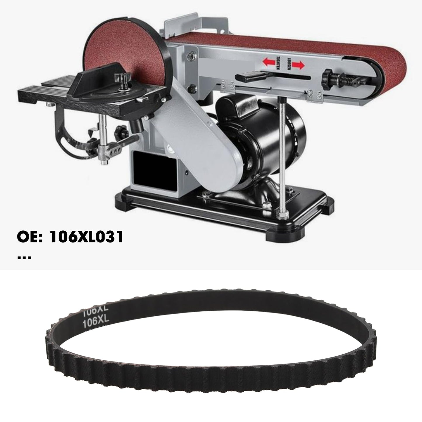 Micro Traders 2Pcs Timing Belt 106XL031 Compatible with Chicago Electric Harbor Freight Sander 69859 90045, 53 Teeth Size 10-3/5" x 5/16"