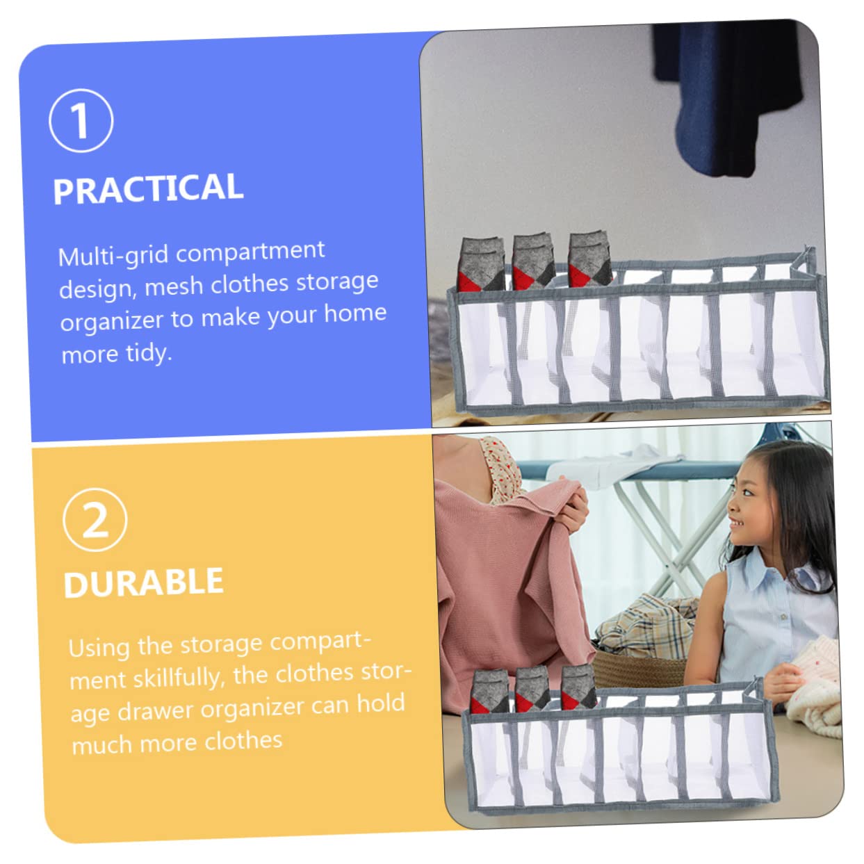 Cabilock Mesh Clothes Drawer Organizer Multi Jeans Compartment Storage for Closet Capacity Practical Design for Clothing Socks and Sundries and Space Saving