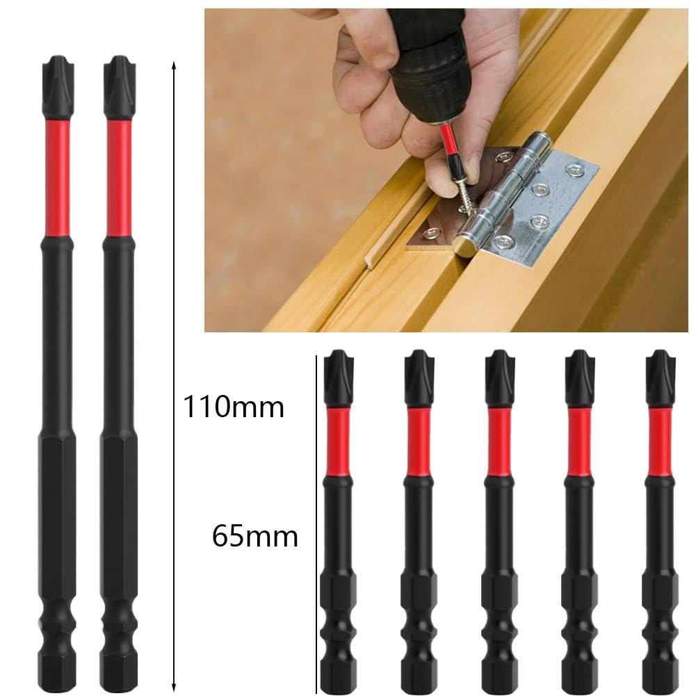 10pcs FPH2 Impact Screwdriver Bit Set for Electricians, S2 Steel 65mm & 110mm Slotted Heads 1/4 Inch Hex Shank, Magnetic Cross Slot Screw Driver Drill Bits Used Electricians