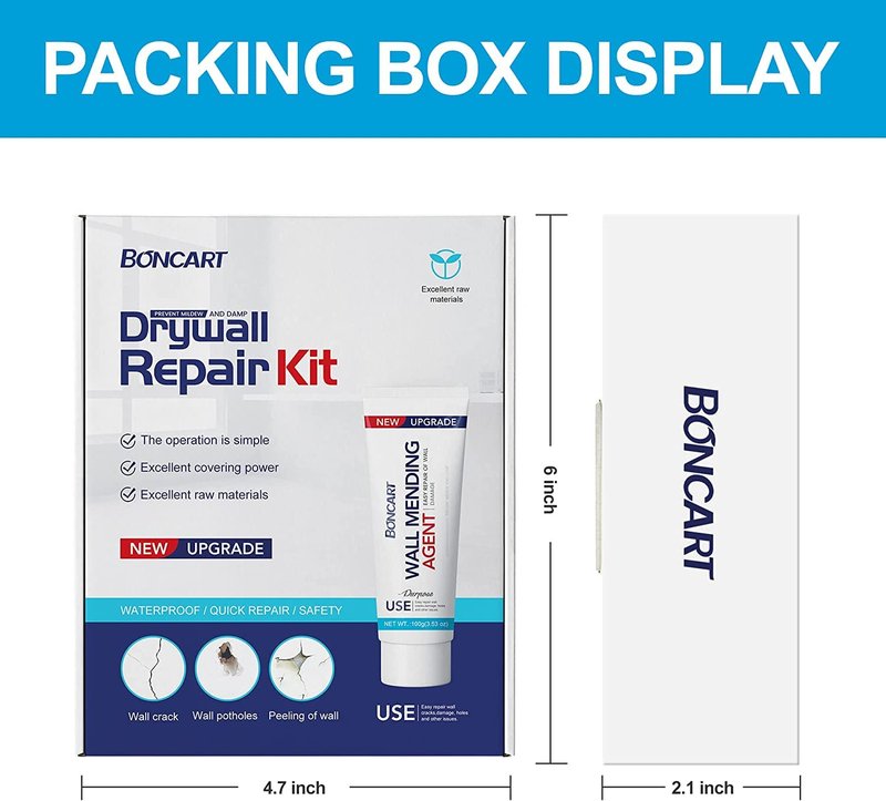 BONCART Wall Spackle & Drywall Repair Patch Kit with Mending Agent Putty, Repair Paste Plaster, Scraper & Sanding Sponge for Wall Crack/Nail Hole