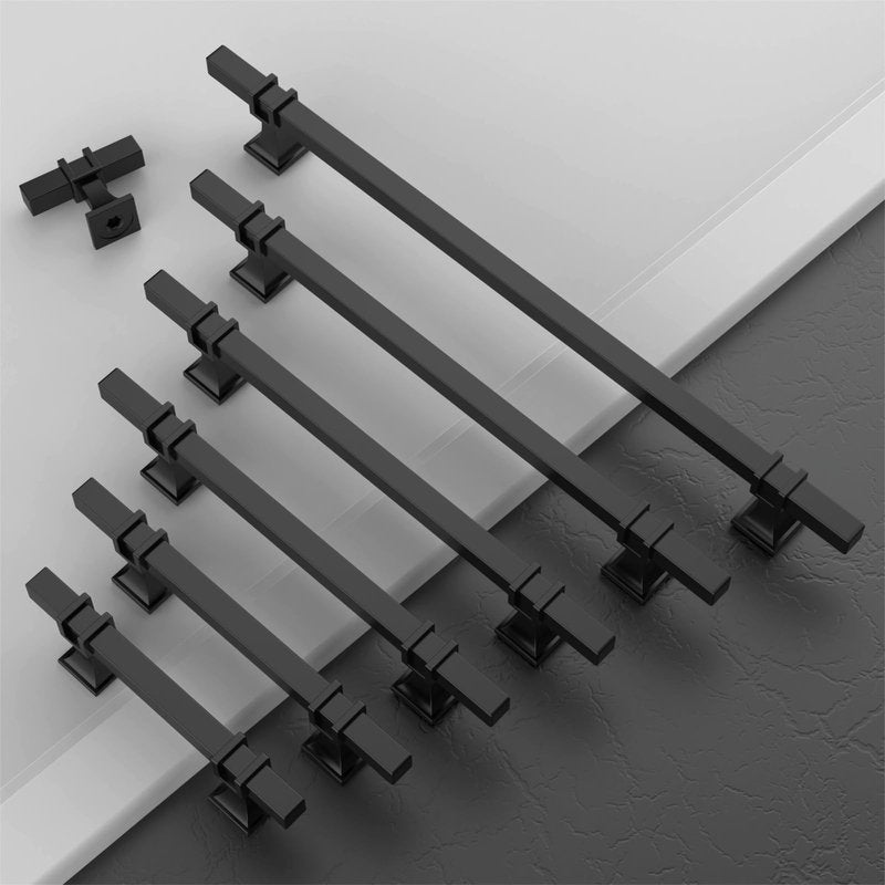 9BUILD 10 Pack 10Inch Matte Black Cabinet Pulls - Black Wardrobe & Kitchen T Bar Pulls