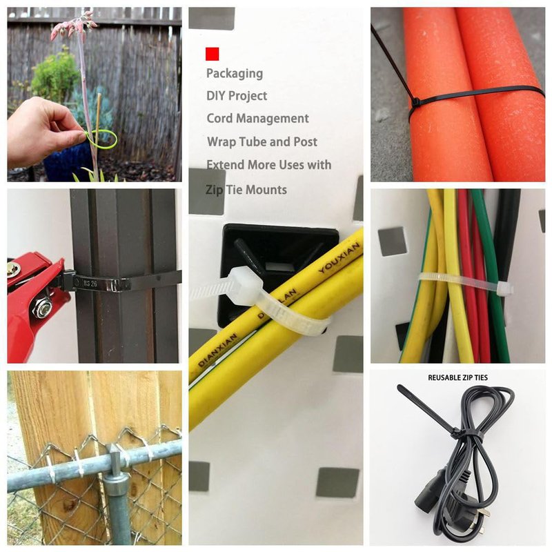HS Long Zip Ties 12 Inch Clear 0.19" Nylon Cable Ties Heavy Duty 50 Lbs Strength Strong for Privacy Fence Outdoor,Electrical Plastic Tie Straps Weather Resistant 100 Pcs White