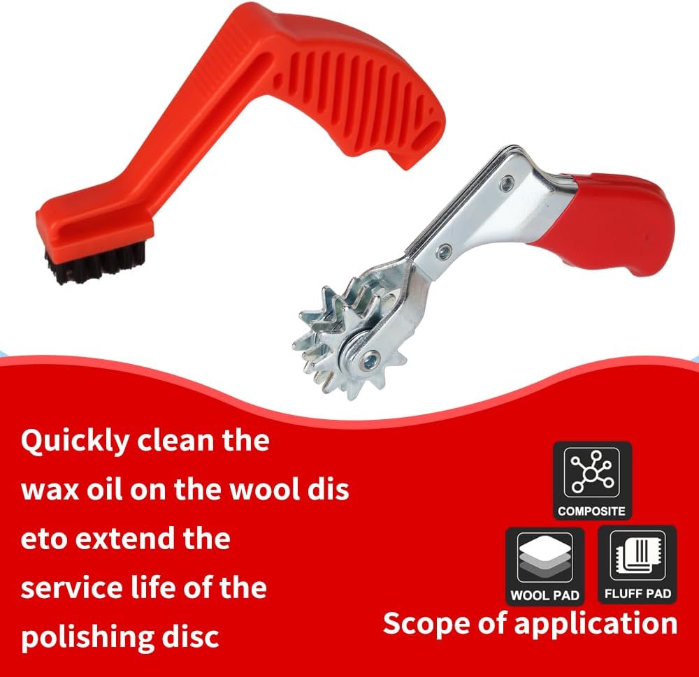Wool Buffing Pad and Polishing Pad Cleaner Tool Set, Polishing Spur Tool Set, Foam Buffing Pad Conditioning Brush, Car Buffing Pad Professional Cleaning Tool