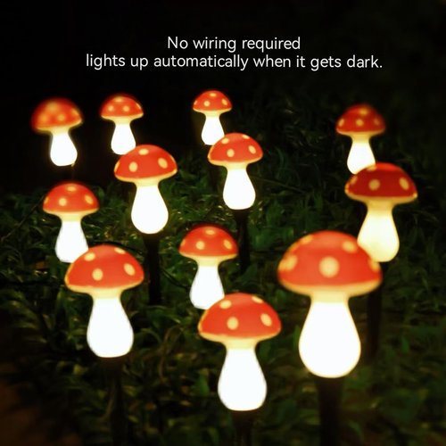 Outdoor LED Solar Mushroom Lights,Ground-Mounted Solar Mushroom Lights,Waterproof Decorative Light for Outdoor Gardens and courtyards (7.5m)