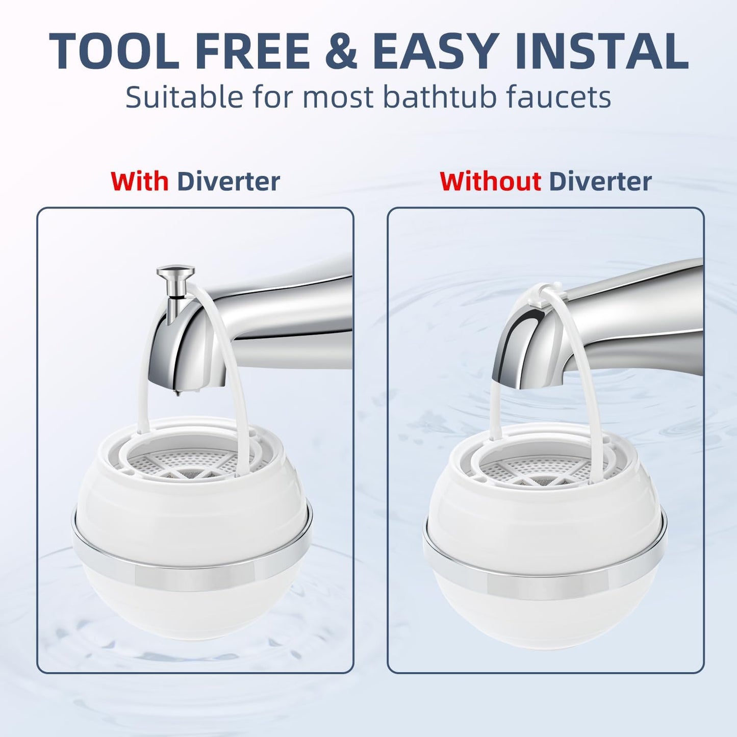 Bath Water Filter, Bathtub Water Filter, Bath Filter for Tub,Bath WaterFilter for Tub Faucet - BPA Free - White