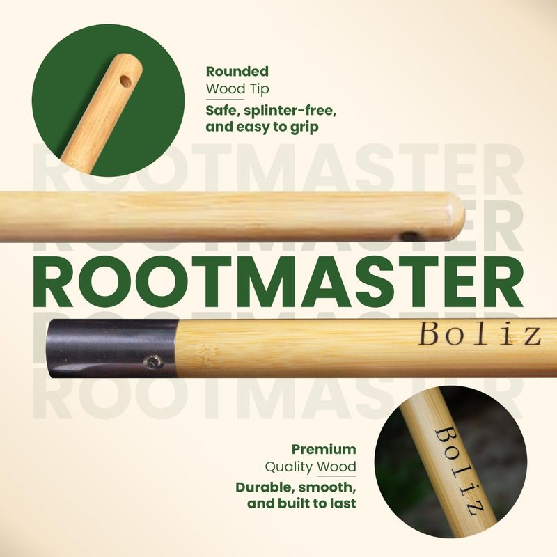 Boliz 46” Detachable Weed Puller Tool Stand up Heavy Duty with 4-Claw Steel Head, Real Bamboo Garden Weed Pulling Tool, Weed Remover Tool Without Bending
