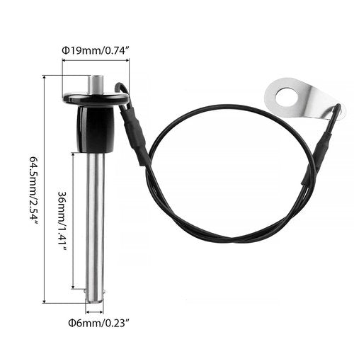 VXCICC 2 Pack 304 Stainless Steel Quick Release Pin 0.24 Inch Diameter Ball Locking Pin with Push Button Round Handle Lanyard Usable Length 1.41" (6mm x 36mm)