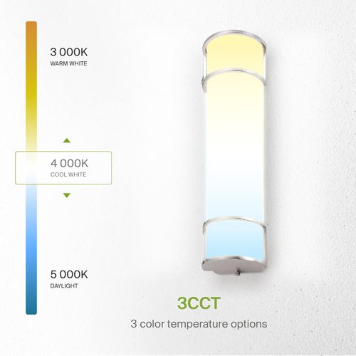 ASD LED 24 Inch Flush Mount Vanity Lighting Fixture | 25W 1950LM 3000K-5000K 120V | 3CCT, Dimmable, Energy Star, ETL Listed | Bathroom Linear Wall Light Bar, Long Tube Bath Sconce | Nickel