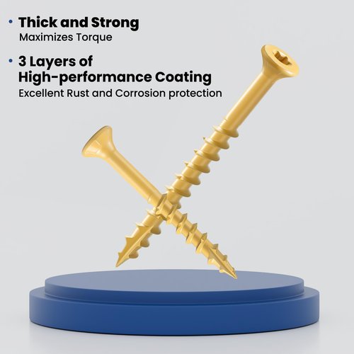 BNUOK Deck Screws 5 inch, Wood Screws #10 x 5, (36pcs) 1lb, Rust Resistant Epoxy Coated,Torx Drive Head Outdoor Decking Screws,with T25 Star Bit,Tan