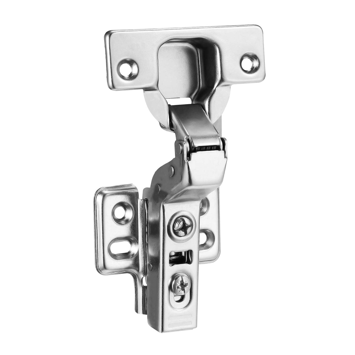 Luokim 2pcs Inset Cabinet Hinge Frameless Concealed Door Hinges European Soft Closing Four-Hole Mounting Plate Hinges Nickel Plated Finish