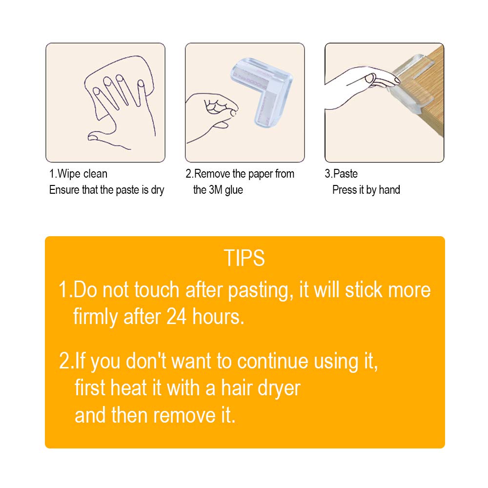 LOMILY Clear Corner Guards(12 Pack),Table Corner Protectors,Clear Edge Safety Bumpers,High Resistant Adhesive Gel,Corner Protector for Baby,Kids,Furniture,Cabinet,Glass,Coffee Table,ect.