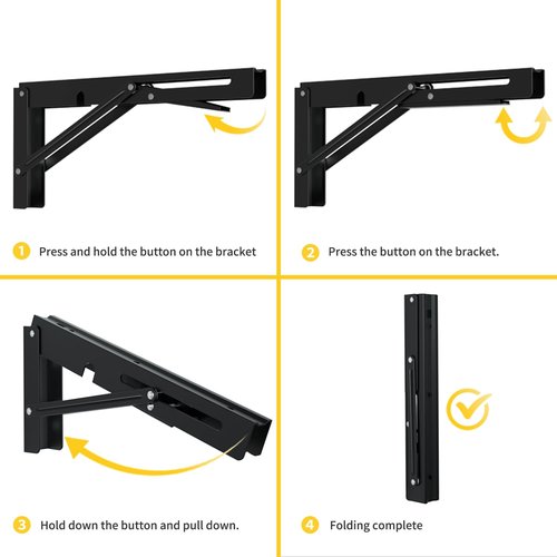 AINVLPRO Folding Shelf Brackets Heavy Duty Stainless Steel – Wall Mounted Collapsible Table Bracket for DIY Workbench, RV Countertop, Kitchen Folding Desk 2 Pack