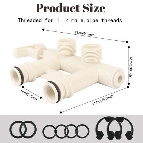 Water Softener Bypass Valve with Threaded Adapters Replacement 7129871 Compatible with Kenmore, GE, Whirlpool, Morton, NorthStar, EcoWater, EcoPure Replaces WS15X10012, 3437, 3437299 and 42-3437