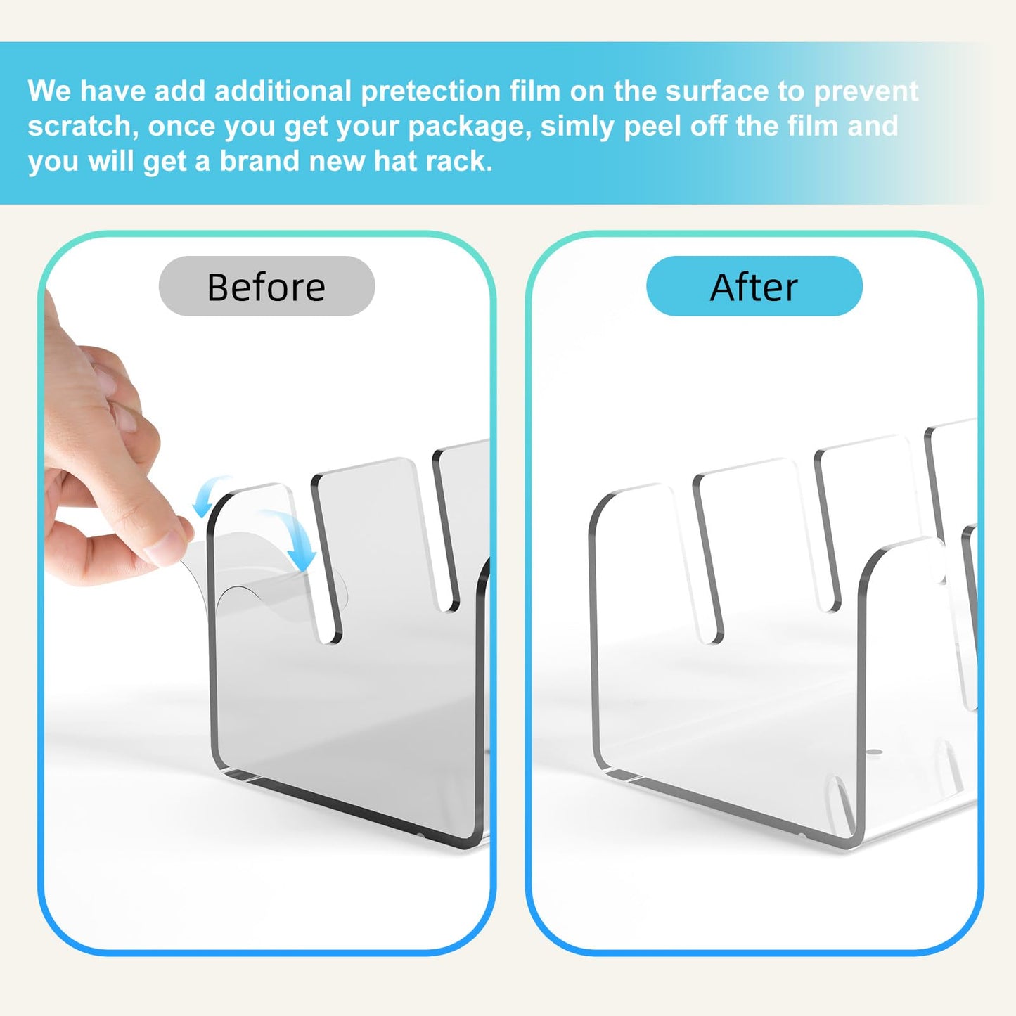 YNPJQWP 2025 New Hat Stand for Baseball Caps Display and Organizer,No Install Acrylic Hat Holder for 14 Baseball Caps for Bedroom, Closet, Dresser and Wall 2PCS